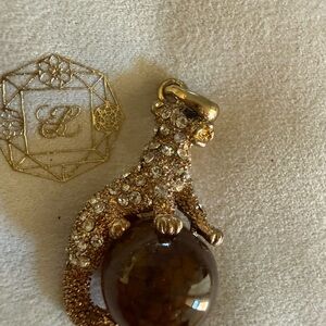 Elegant Gold and Brown Panther Pendant